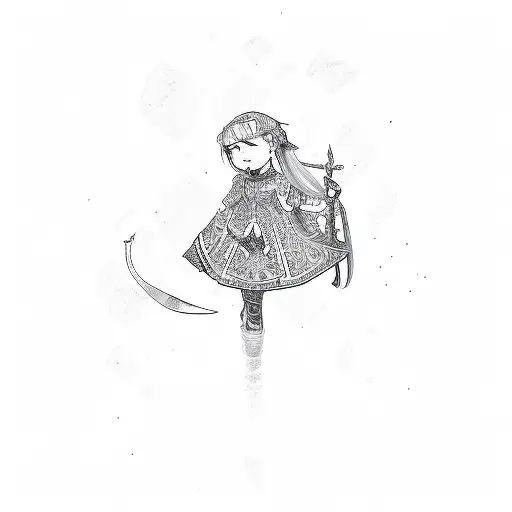 A Girl Holding A Sword