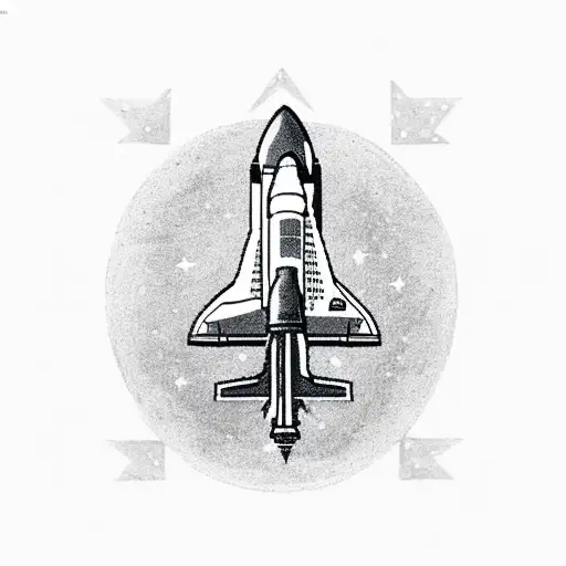 Space Shuttle Launching From A Police Badge Shaped Like Vermont