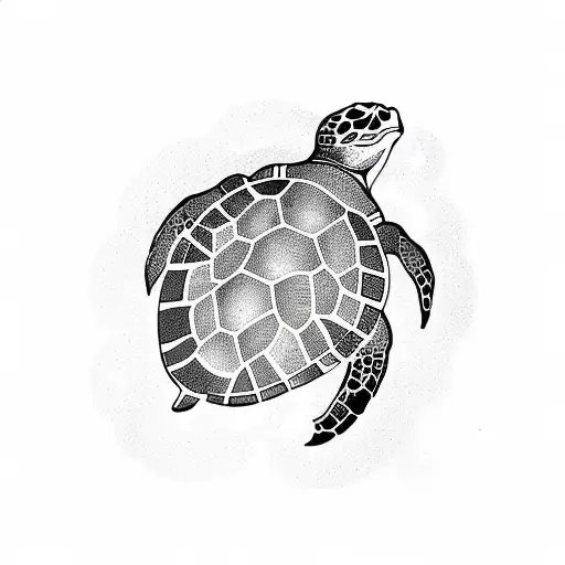 A Detailed Sea Turtle Swimming Among Intricate Mandala Patterns