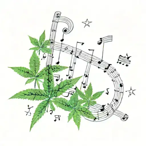 A Sagittarius Constellation Made Of Musical Notes Intertwined With Marijuana Leaves