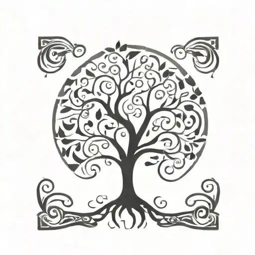 Tree Of Life With Snake Bordering The Tree