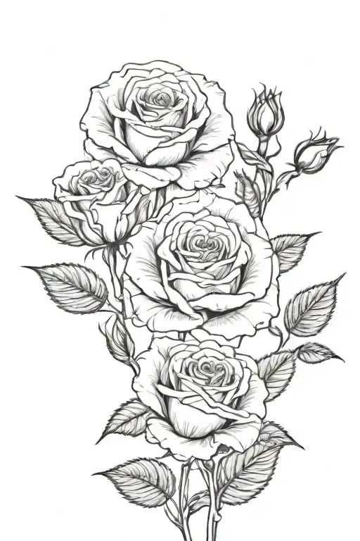3 Roses Black And White