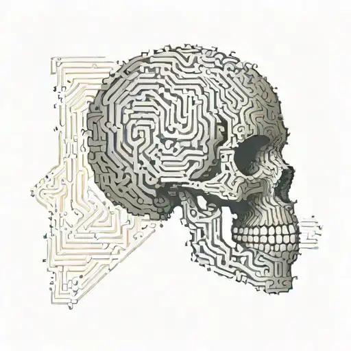 An Intricate Binary Code Pattern Forming A Skull