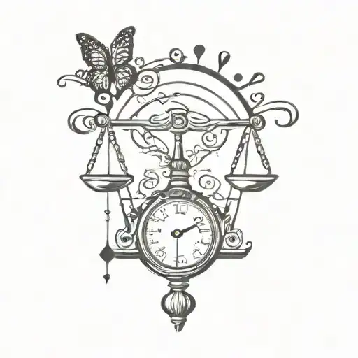 Libra Scale With Crown And Butterfly