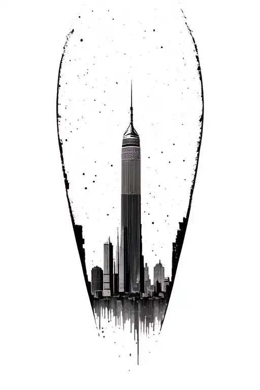 City Skyline With Layers For Men's Leg