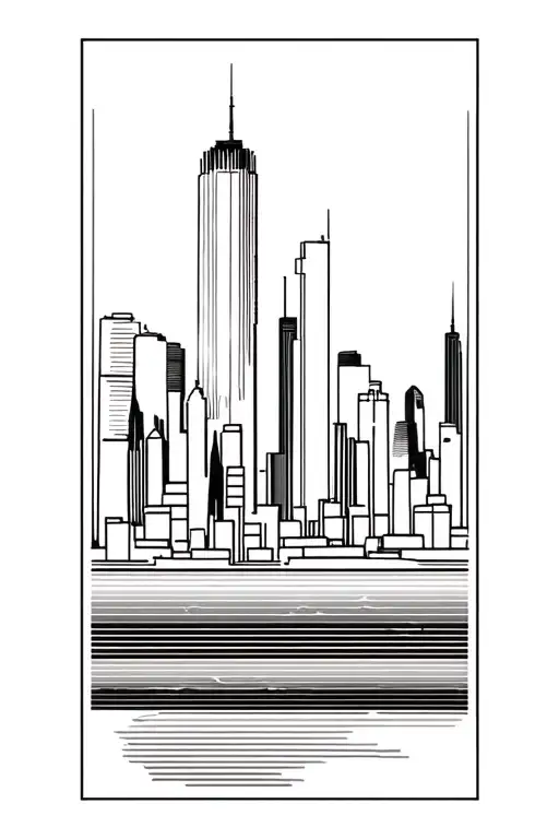 City Skyline With Layers For Men's Leg