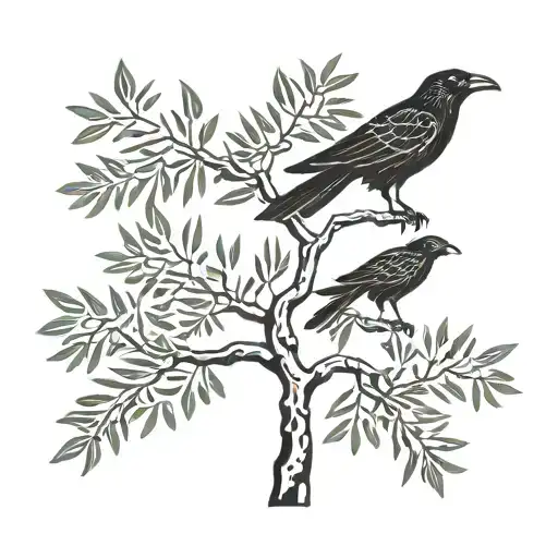 Olive Tree Vegvisir Two Ravens