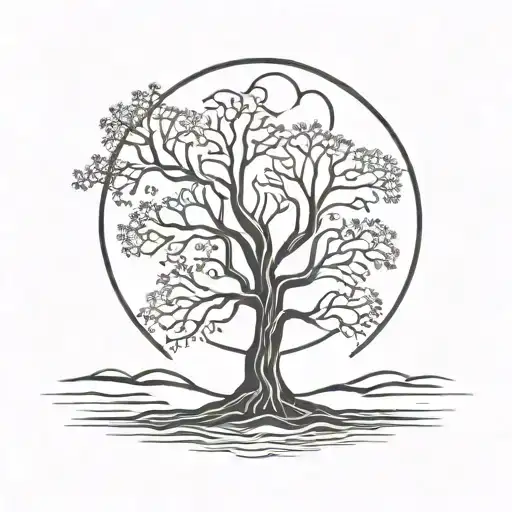 Moon And Tree Intertwined