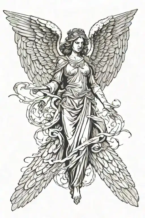 Angel With Spread Wings Looking Down
