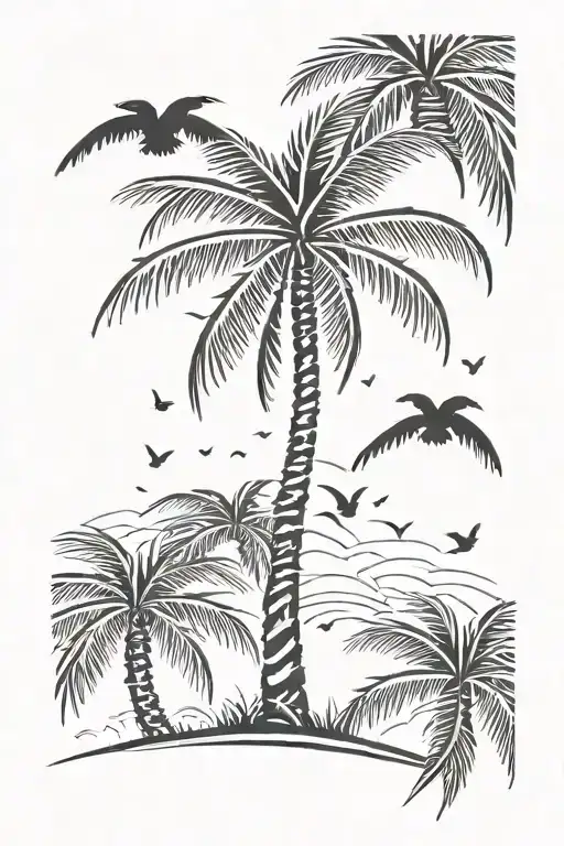 Palm Tree With Birds