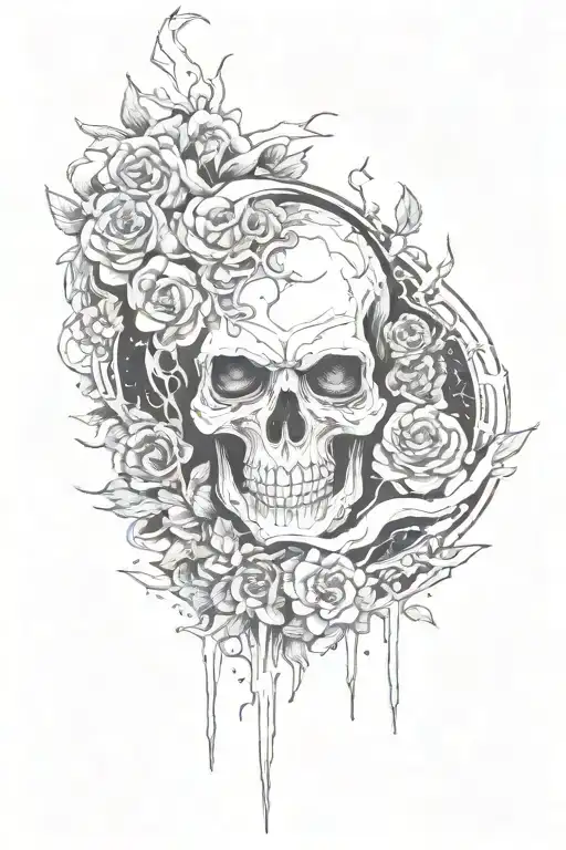 Half Sleeve Blackout With Minor Horror Esc Details Running Through Using Negative Space