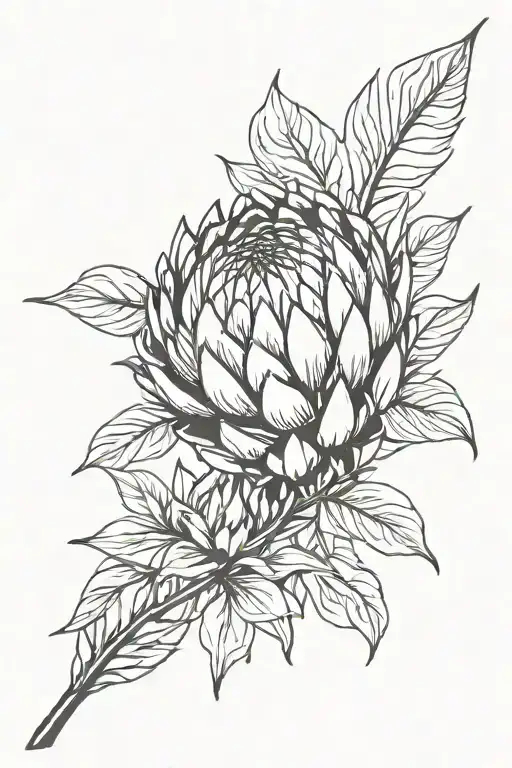 Fine Art Tattoo Of A Protea Flower Entangled With A Picture Of A Baby Foot Print From The Hospital