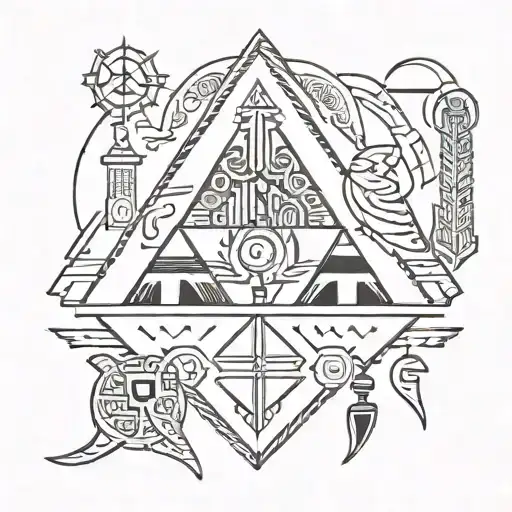 A Minimalist Tattoo Design Combining Nordic And Egyptian Symbols In A Unique Way