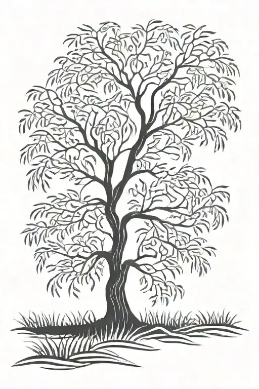 Willow Tree In Field