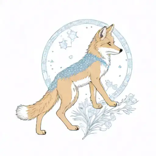 Sitting Coyote And Eidelweiss Moon