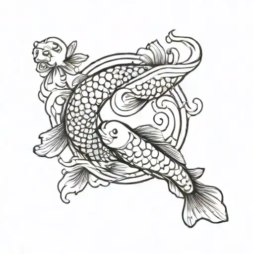 A Ying Yang Symbal With A Koi Fish