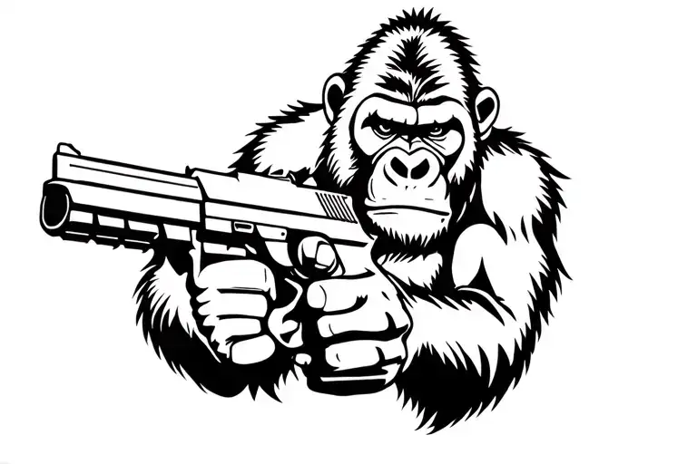 A Gorilla Holding A Gun