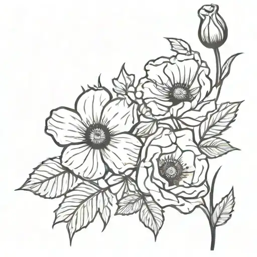 A Poppy A Rose And A Daffodil