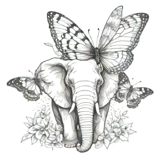 Butterfly And Elephant Face Combined