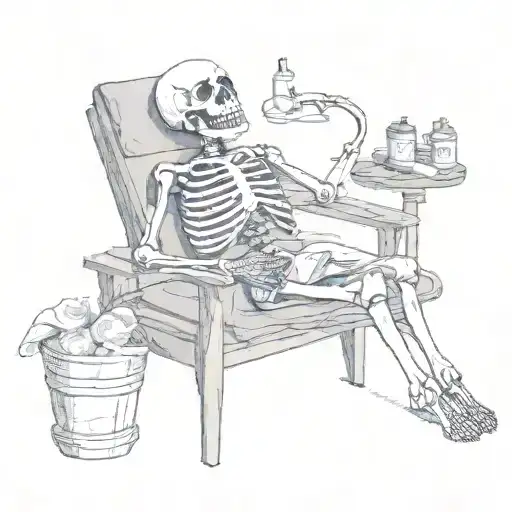 A Skeleton With Its Head Wrapped In A Towel And Relaxing At A Spa