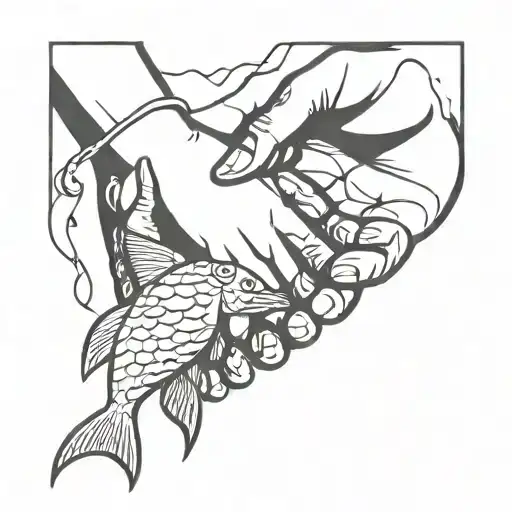 Fishing Hook Son Holding Hands