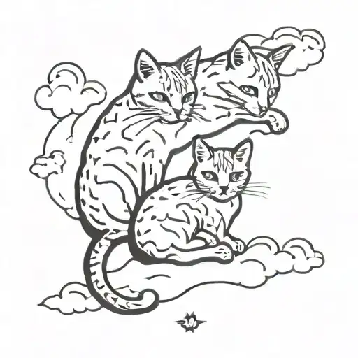 Two Cats Sitting On A Cloud