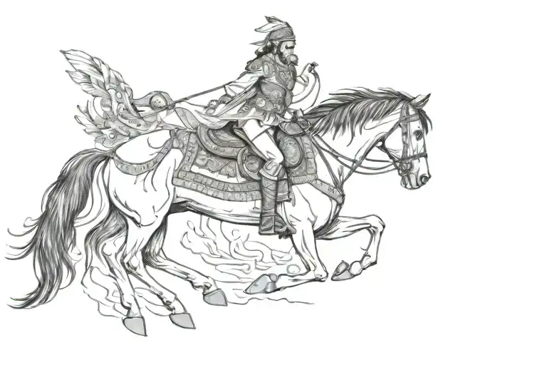 It's A Horse With No Saddle Pad With And Indian A Mix Of Mordern World And Ancient World