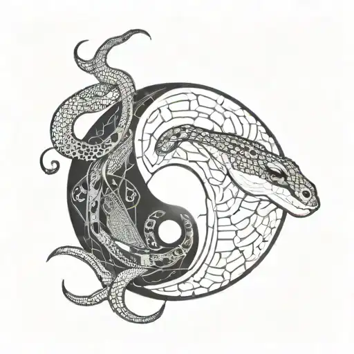 Yin And Yang With A Snake And A Stingray