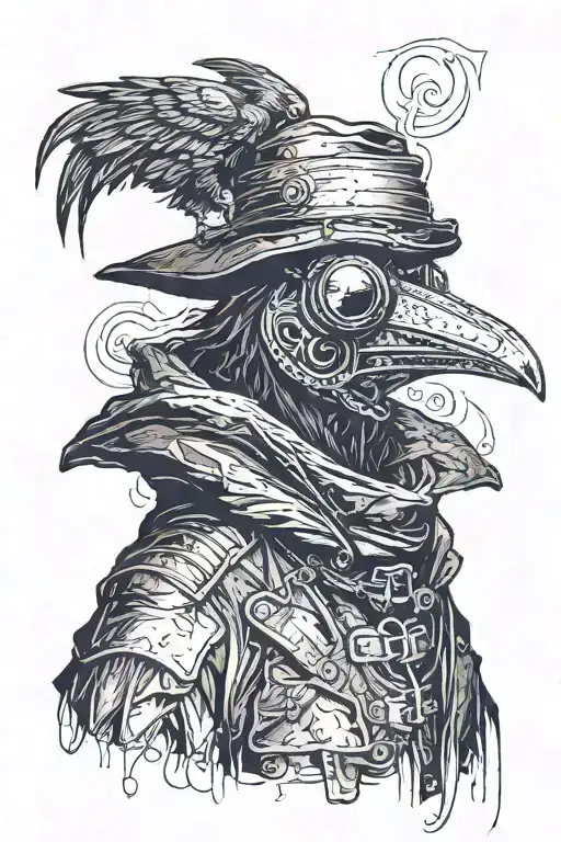 Crow With A Plague Doctor Mask And A Crow Body And An Ancient Style
