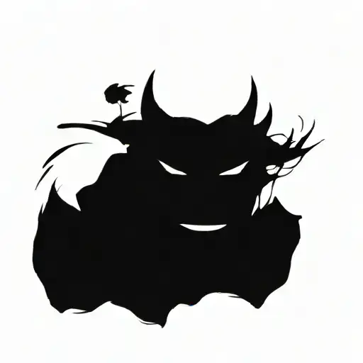 Hannya Mask Looking Evil Drawn In An Abstract Style