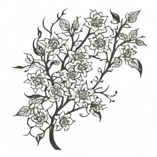 Intertwined Vines With Thorns And Mini Flowers