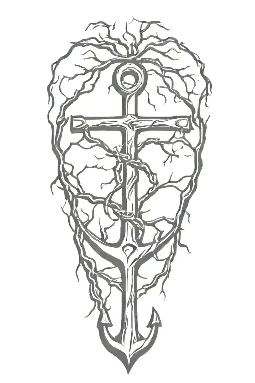 Anchor Wrapped In Tree Roots Reaching Deep