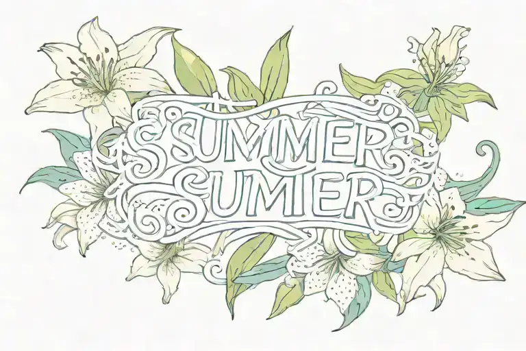 Lilies Around The Name 'Summer' Script Font