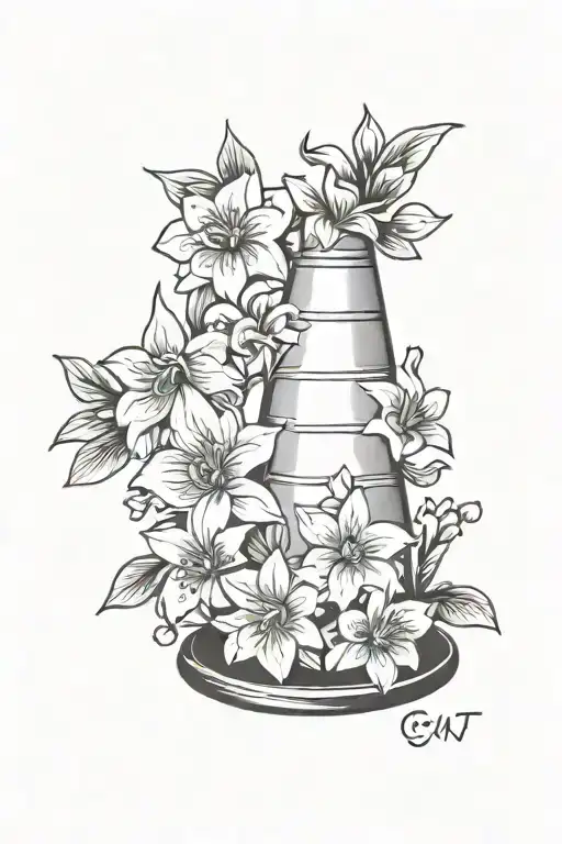 Traffic Cone With Narcissist Flowers