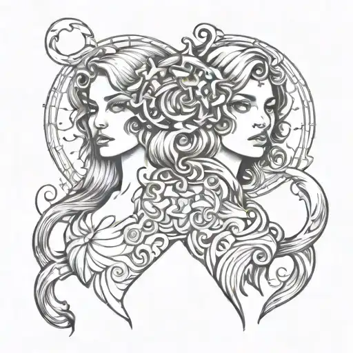 Gemini Woman Tattoo Sleeve