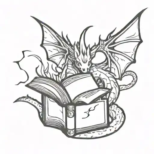 A Nature Dragon Wrapped Around A Spell Book Open