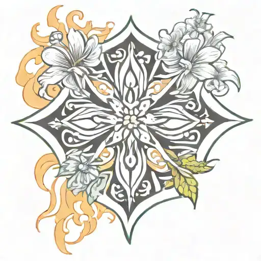 Fire Maltese Cross With Flowers Inside