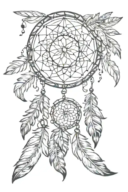 Dream Catcher With Feathers And Crescent Moon