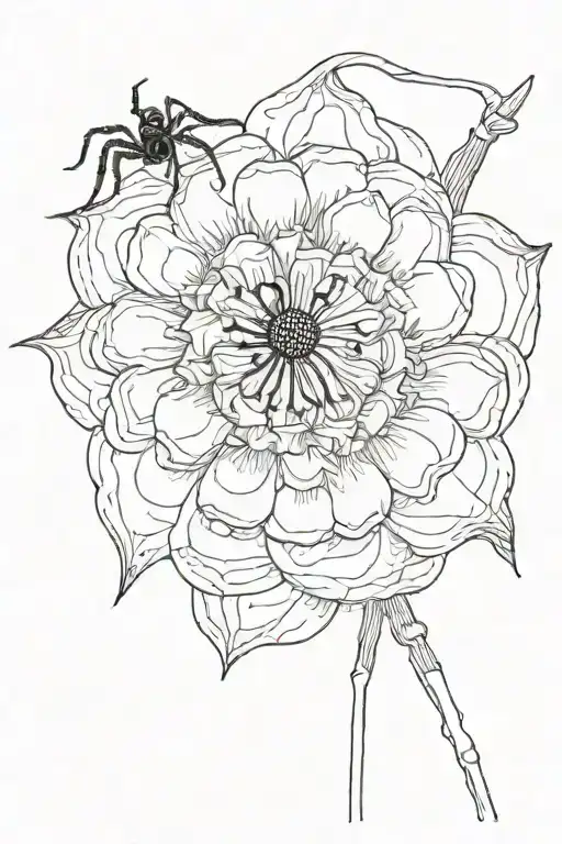Flower With Spider Crawling