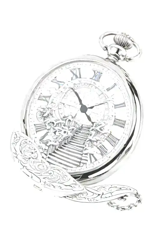 Stairs Going Into Heaven With Compas Pocket Watch Black