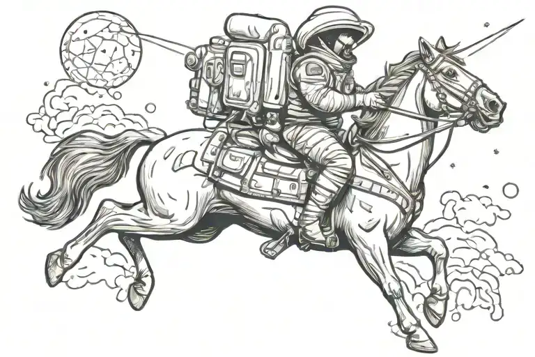 Astronaut Cowboy Riding A Horse
