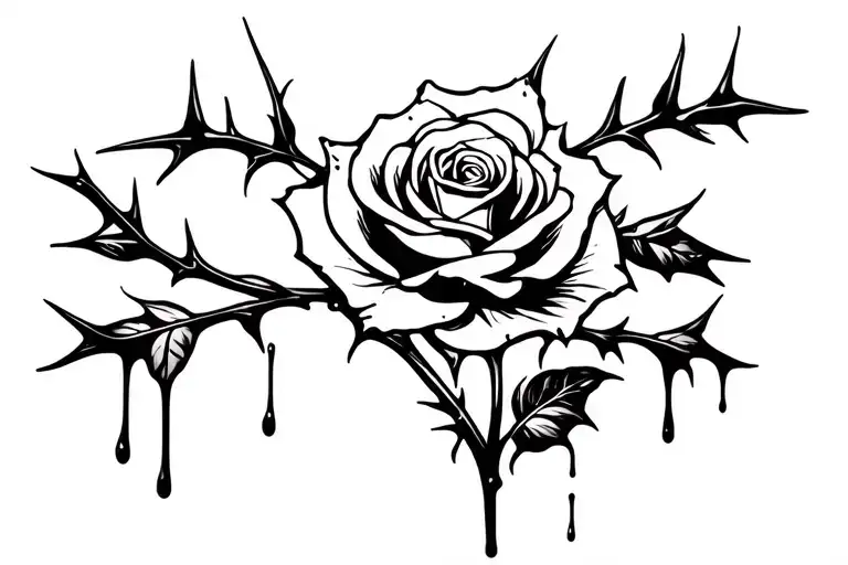 Long Stem Rose With Thorns Dripping Blood