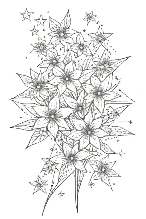 Flowers And Stars Following A Central Diagonal Focus Line