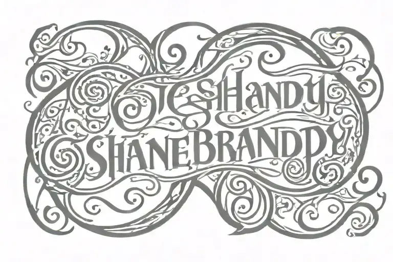 Two Word Rotational Ambigram With The Names Shanes And Brandy