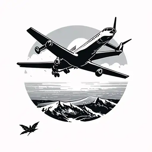Travel Tattoo With A Plane Flying