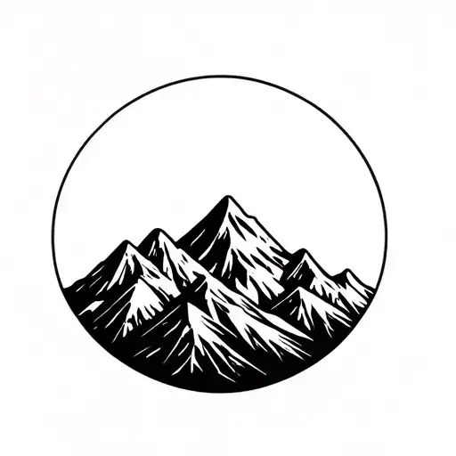 Mountain Range With A Tattoo Design