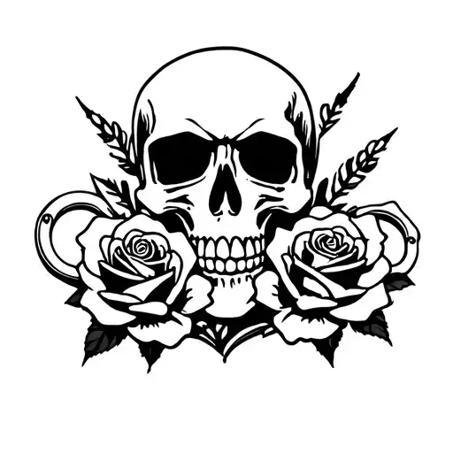 Handcuff Roses Skull