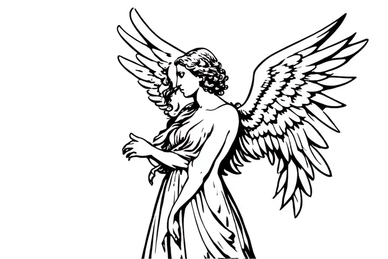 Back Guardian Angel Tattoo Design