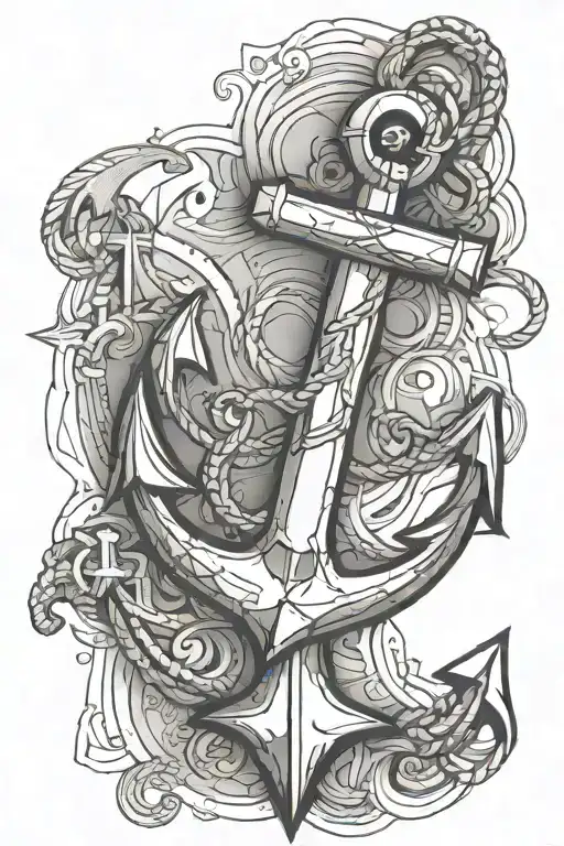 Anchor Combined With Outline Full Body