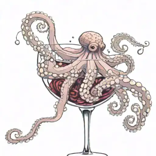 Octopus In A Glass Of Wine